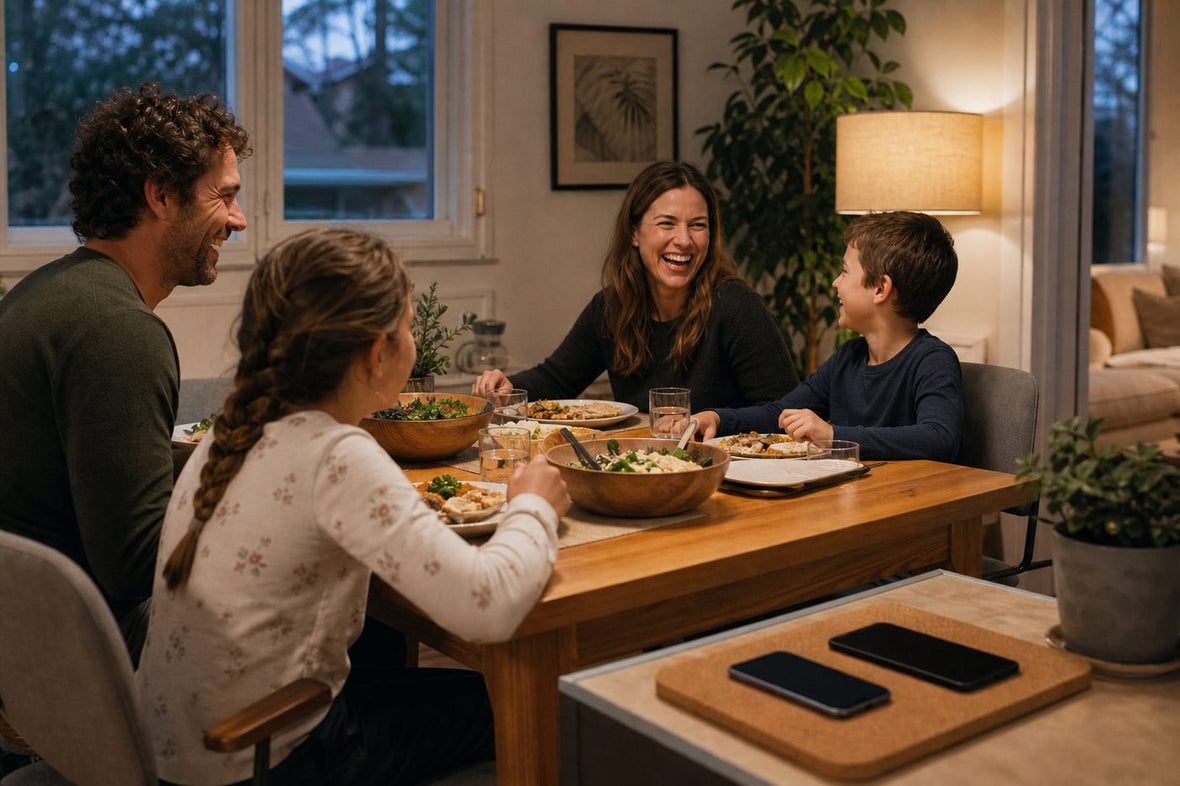 Family enjoying phone-free time together
