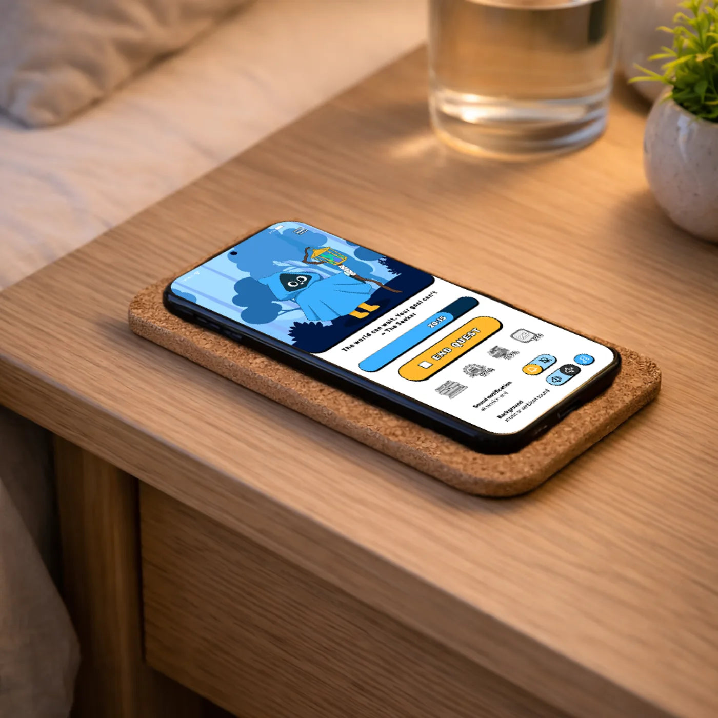 Humanodoro Pad on nightstand
